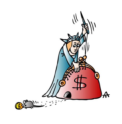 Statue of Liberty tries to sew up the American purse.