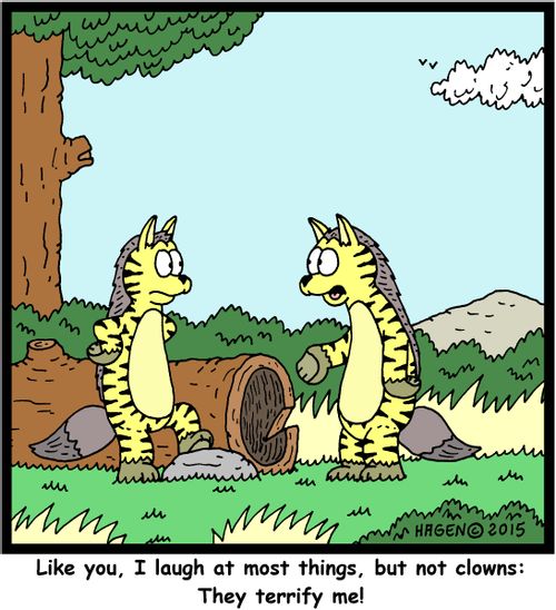 "Like you, I laugh at most things, but not clowns: They terrify me!"
