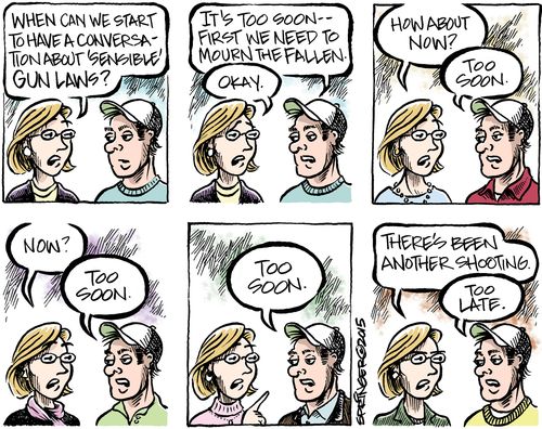 "When can we start to have a conversation about 'sensible' gun laws?"
