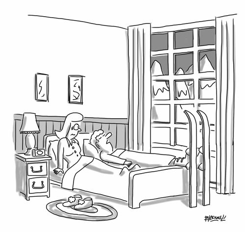 Sleeping in skis.