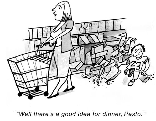 "Well there's a good idea for dinner, Pesto."