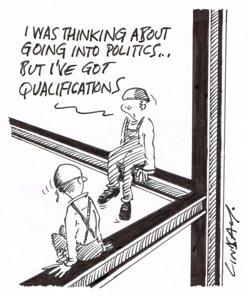 "I was thinking about going into politics... but I've got qualifications."