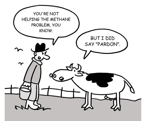 "You're not helping the methane problem, you know."