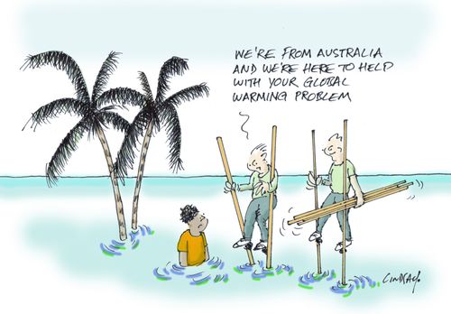 "We're from Australia and we're here to help with your global warming problem."
