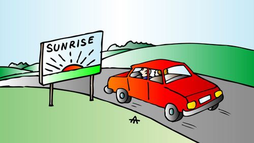 Driving towards a Sunrise