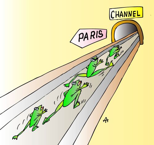 Frogs escaping from Paris.