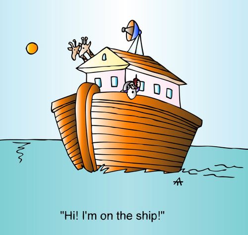 "Hi! I'm on the ship!"