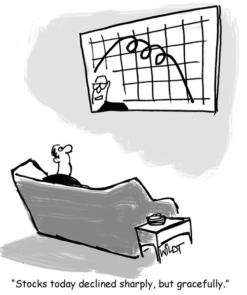 "Stocks today declined sharply, but gracefully."