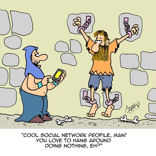 "Cool social network profile, man! You love to hang around doing nothing, eh?"