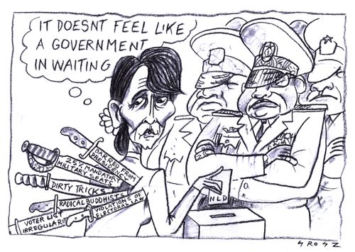 Myanmar's Aung Suu Kyi believes her party has 75% ofthe vote