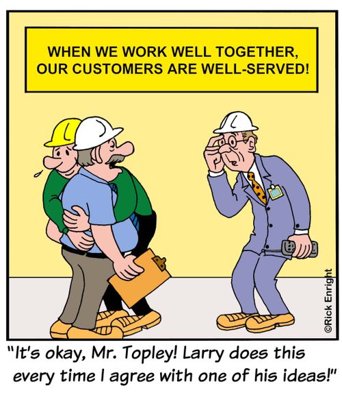 "It's okay, Mr. Topley! Larry does this every time I agree with one of his ideas!"