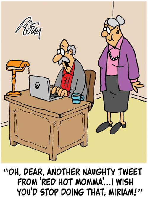 "Oh, dear, another naughty tweet from 'Red Hot Momma"...I wish you'd stop doing that, Miriam!"