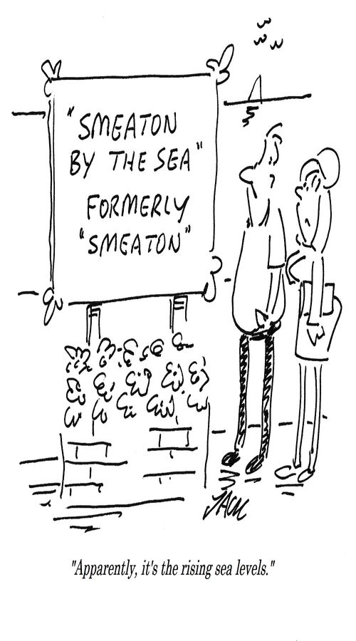 "Apparently, it's the rising sea levels."