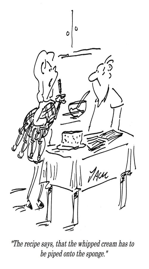 "The recipe says, that the whipped cream has to be piped onto the sponge."