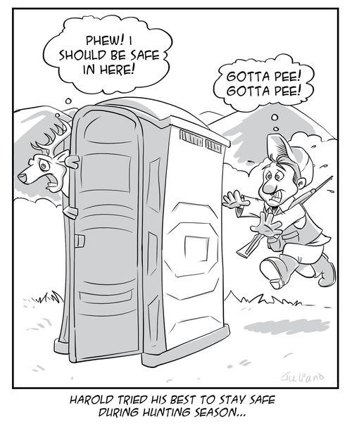 Harold tried his best to stay safe during hunting season...