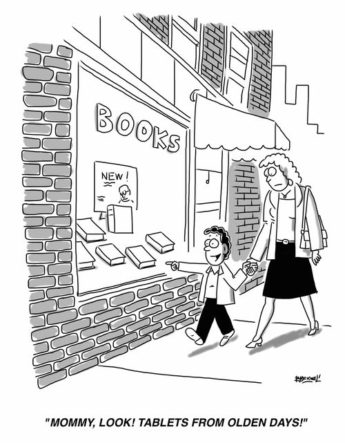 "Mommy, look! Tablets from olden days!"