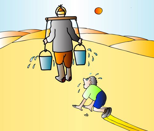 Desert crawler following water