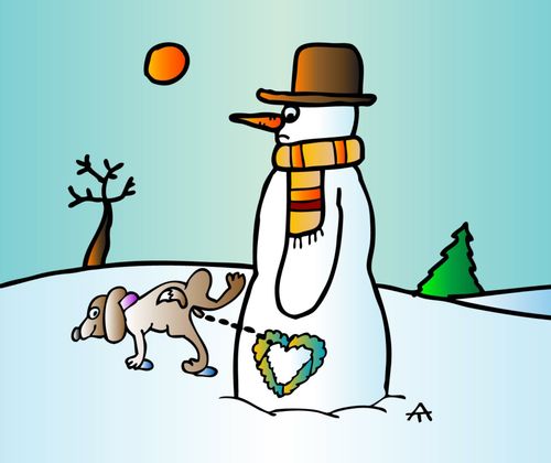 Snowman and dog