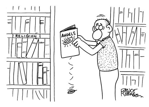 Angel book with feather falling out of it
