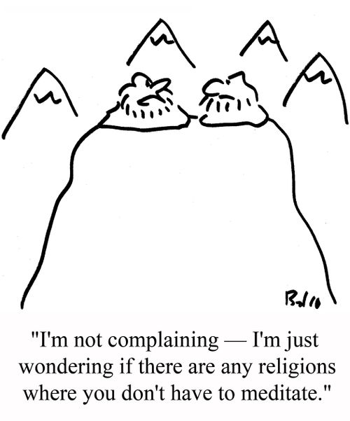 "I'm not complaining - I'm just wondering if there are any religions where you don't have to meditate."