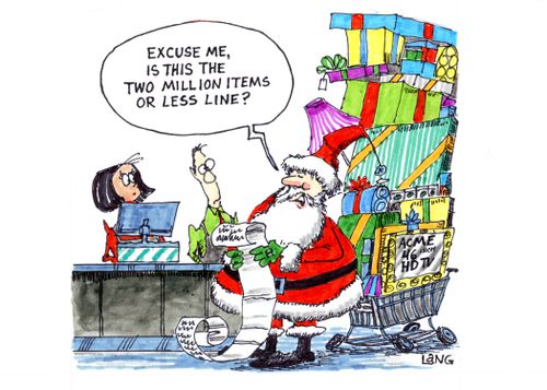 "Excuse me, is this the two million items or less line?"