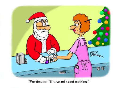 "For dessert I'll have milk and cookies."