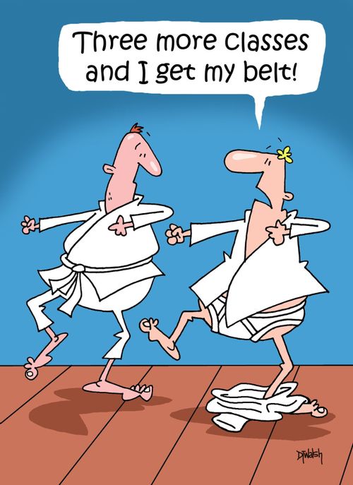 "Three more classes and I get my belt."