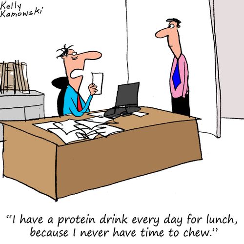 "I have a protein drink every day for lunch, because I never have to chew."