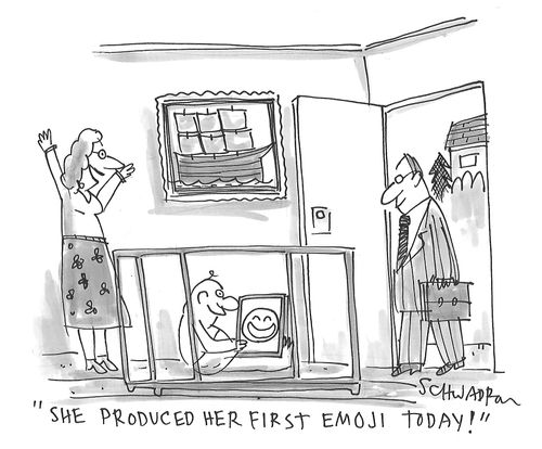 "She produced her first emoji today!"