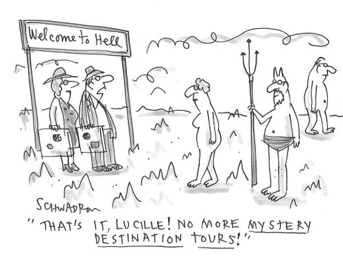 "That's it, Lucille! No more mystery destination tours!"