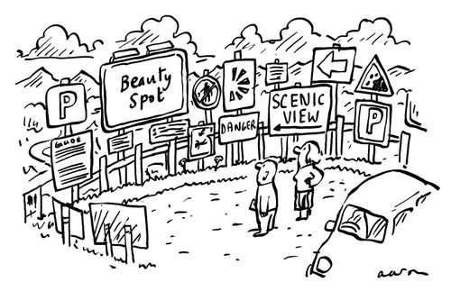 Beauty Spot - cluttered with signs
