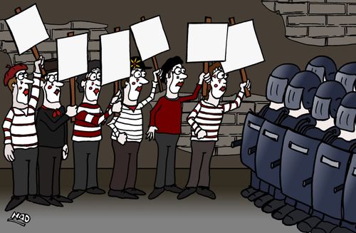 Mimes' protesting