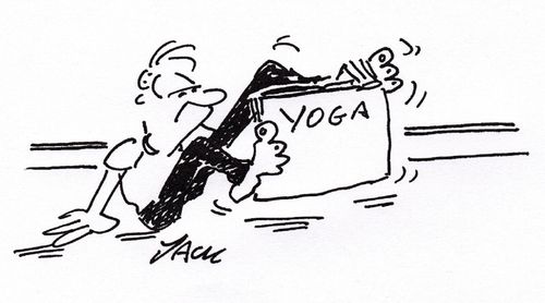 Holding Yoga Book With Feet.