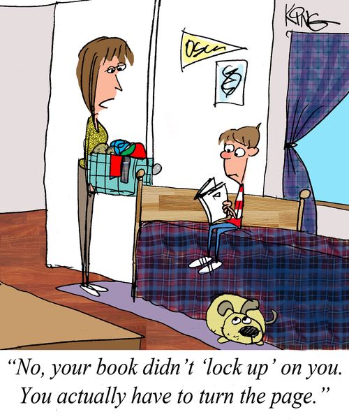 "No, your book didn't 'lock up' on you. You actually have to turn the page."