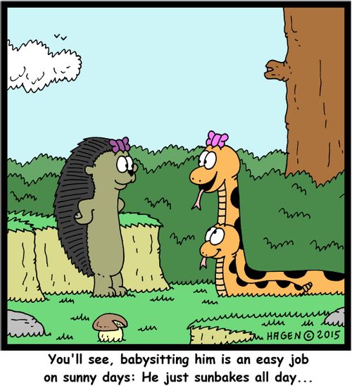 "You'll see, babysitting him is an easy job on sunny days: He just sunbakes all day..."