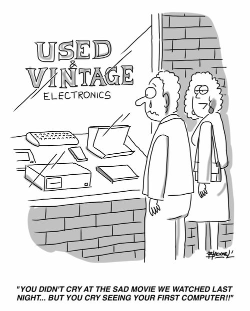"You didn't cry at the sad movie we watched last night... but you cry seeing your first computer!!"