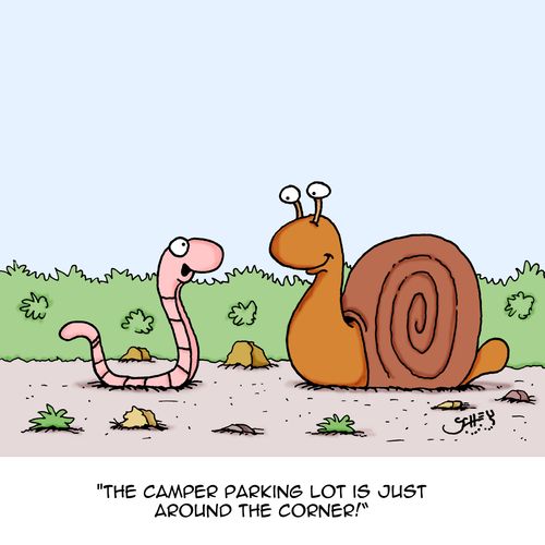 "The camper parking lot is just around the corner!"