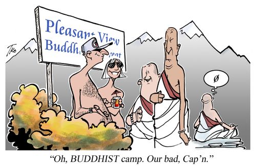 "Oh, BUDDHIST camp. Our bad, Cap'n."