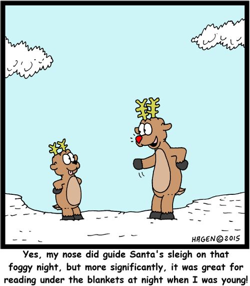 "Yes, my nose did guide Santa's sleigh on that foggy night, but more significantly, it was great for reading under the blankets at night when I was young!"