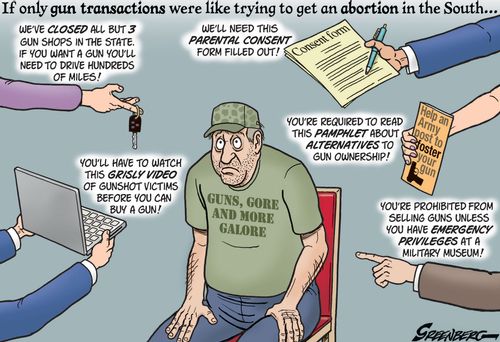 If only gun transactions were like trying to get an abortion in the South...