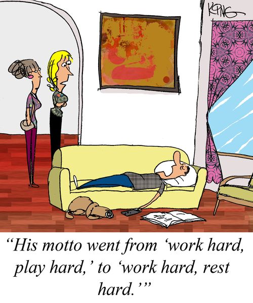 "His motto went from 'work hard, play hard,' to 'work hard, rest hard.'"