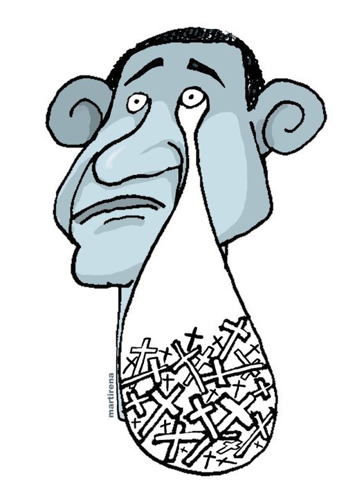 Obama cries over firearms deaths.