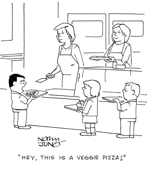 "Hey, this is a veggie pizza!"