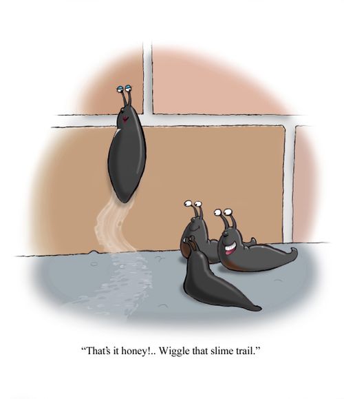"That's it honey!...Wiggle that slime trail."