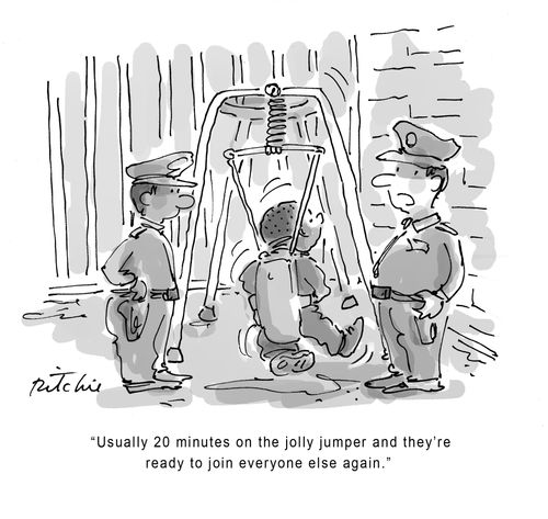 "Usually 20 minutes on the jolly jumper and they're ready to join everyone else again."