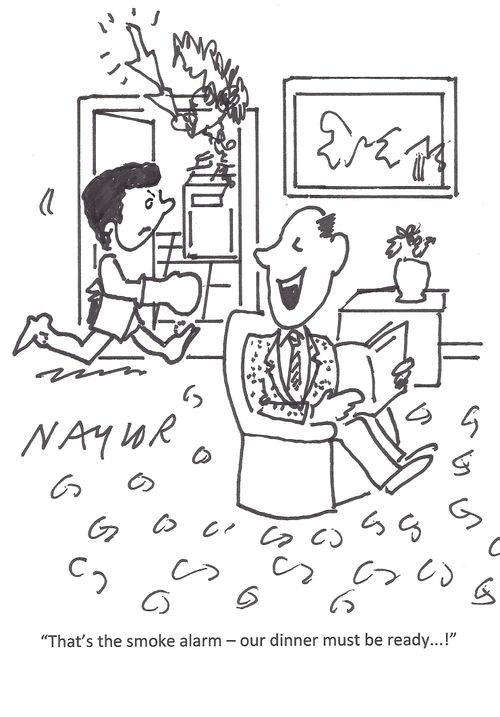 "That's the smoke alarm - our dinner must be ready...!"