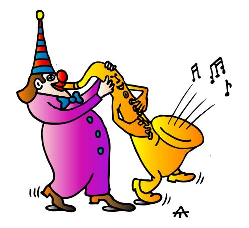 Clown playing the Saxophone