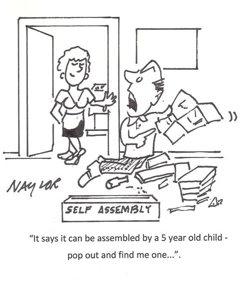 "It says it can be assembled by a 5 year old child - pop out and find me one..."