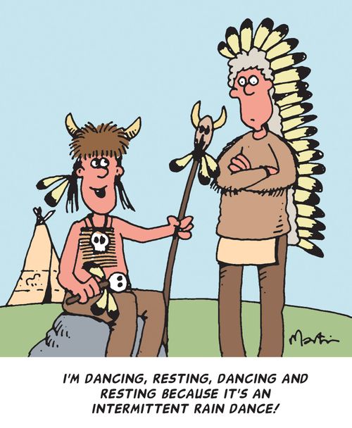 "I'm dancing, resting, dancing and resting because it's an intermittent rain dance!"