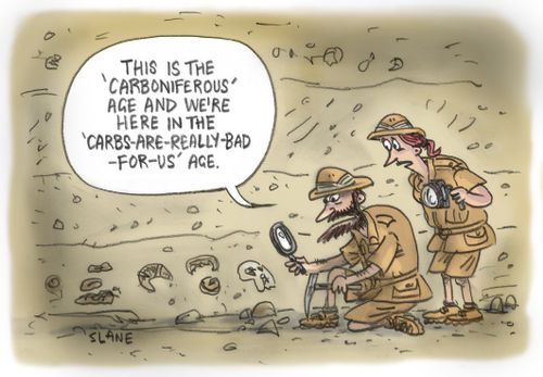 "This is the 'carboniferous' age and we're here in the 'Carbs-Are-Really-Bad-For-Us' Age."